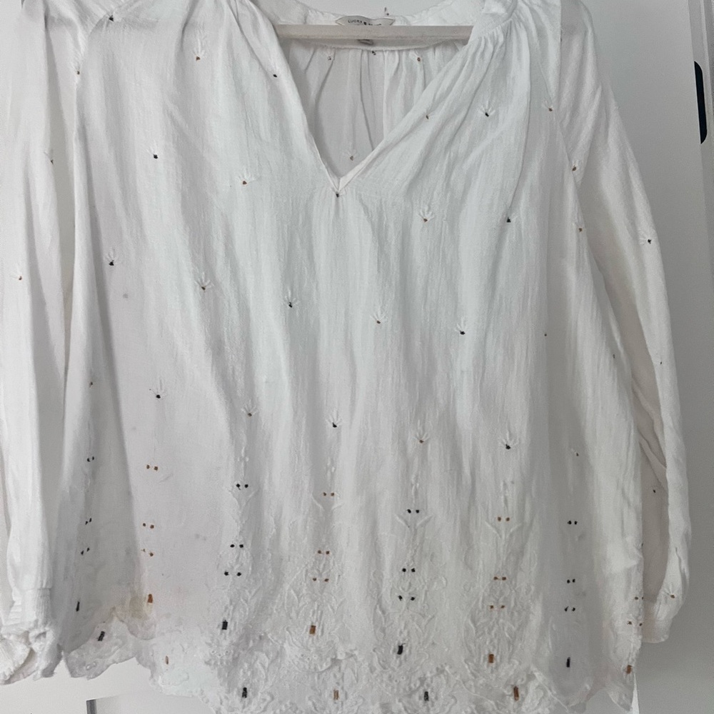 Lucky Brand White Embroidered Blouse